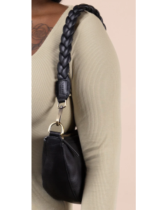 O MY BAG | Braided Shoulder Strap - Black Soft Grain Leather