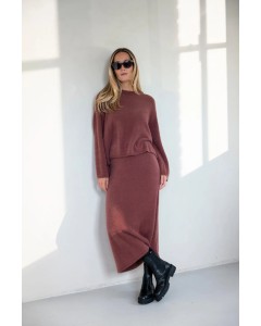 Ruby Tuesday | Vilette Fluffy Knitted Maxi Skirt auburn