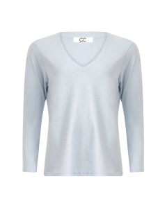 CC Heart | Longe sleeve V-neck T-shirt white