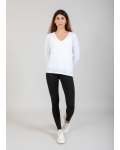 CC Heart | Longe sleeve V-neck T-shirt white