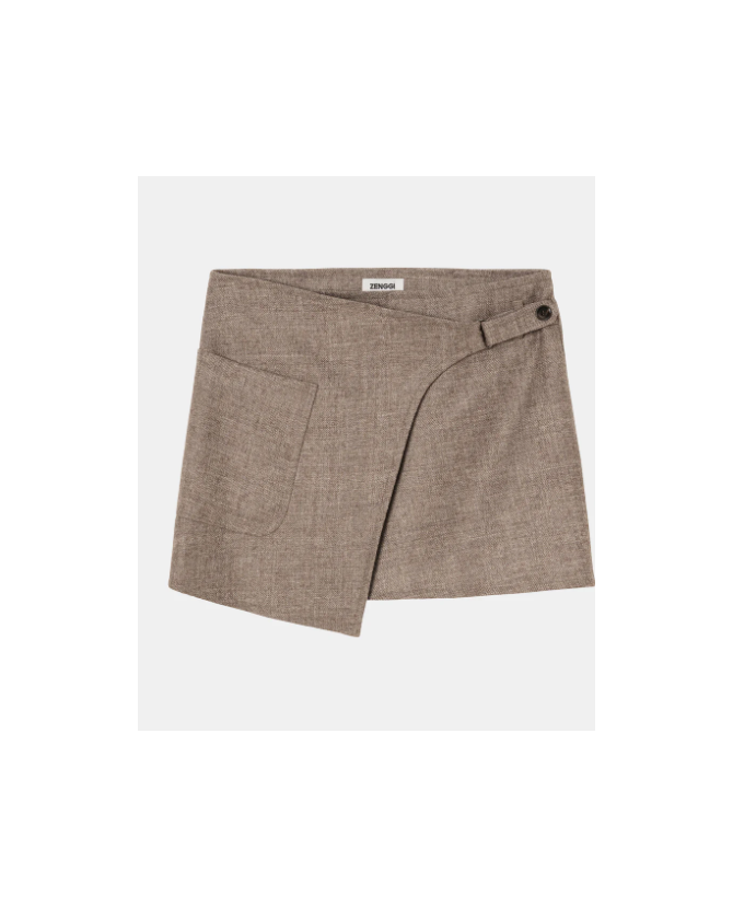 Zenggi | Wool linen short wrap skirt
