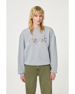 Fabienne chapot | Terry rhinestone sweater dark grey melange