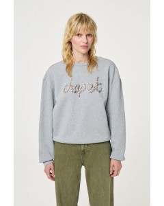 Fabienne chapot | Terry rhinestone sweater dark grey melange