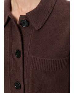 ZENGGI | FINE WOOL POLO CARDIGAN DARK BROWN