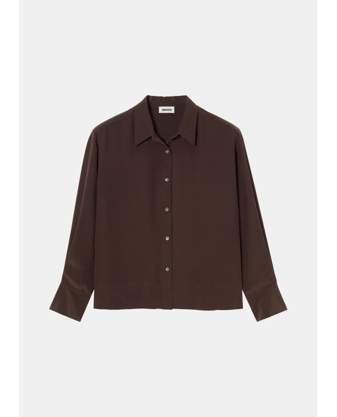 ZENGGI | TECHNOSILK BOXY SHIRT DARK BROWN