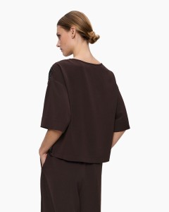 ZENGGI | JAPANESE CRÊPE SEQUIN TOP DARK BROWN